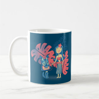Caneca De Café Tiki Pets Tropical Island Cute Girl with Tiki Dog