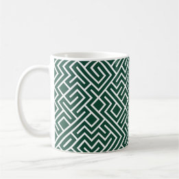 Caneca De Café Tiled Lines Generative (Dark Green Fill) Unique