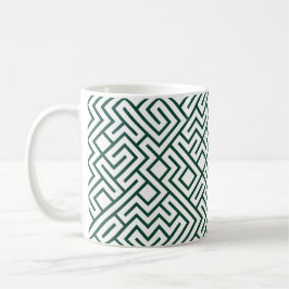 Caneca De Café Tiled Lines Generative (Dark Green Line) Unique