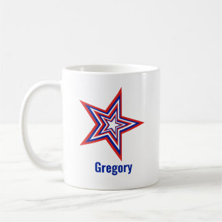 Caneca De Café Tilted Red White and Blue Patriotic USA Star