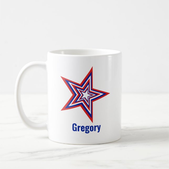 Caneca De Café Tilted Red White and Blue Patriotic USA Star (Esquerda)