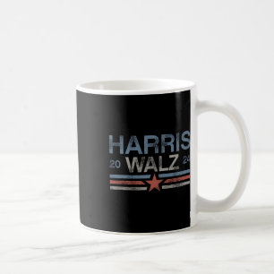 Caneca De Café Tim Walz 2024, Envelhecido Stripes Kamala Harris W