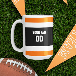 Caneca De Café Time de Futebol Personalizado Preto, Laranja e Bra