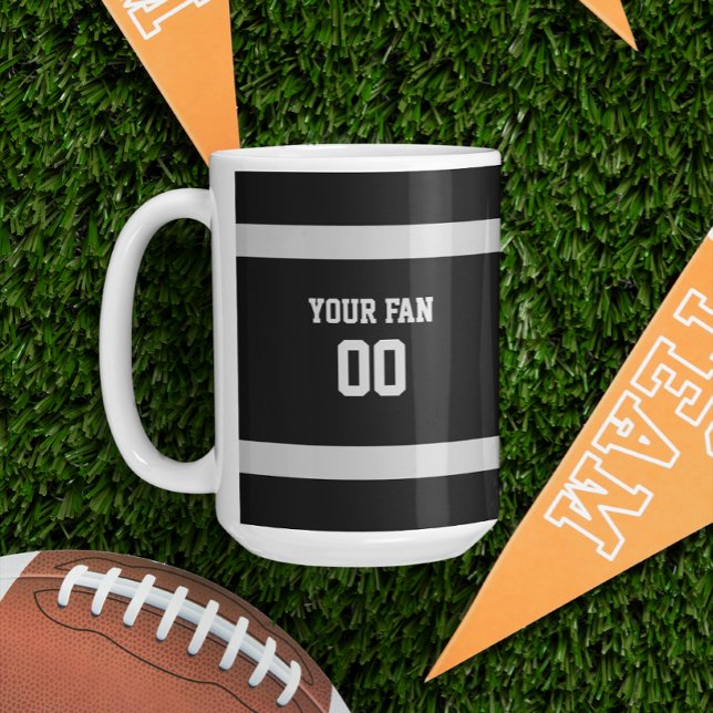 Caneca De Café Time de Futebol Silver & Black Personalizado (Criador carregado)
