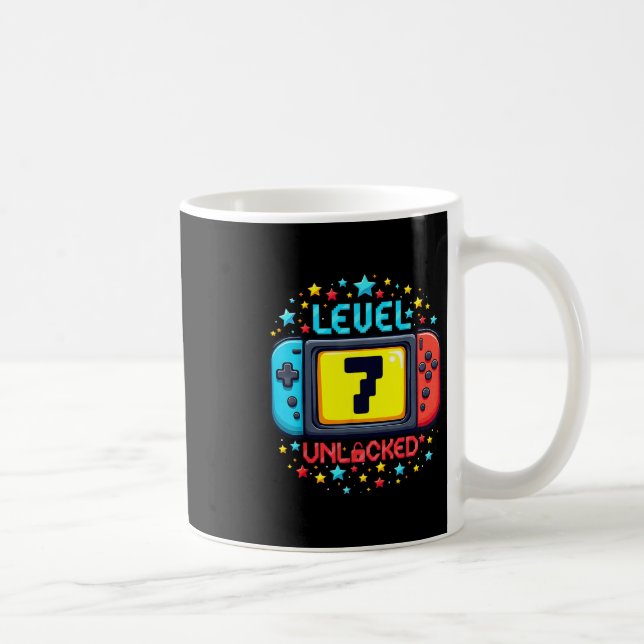 Caneca De Café Time To Level Up 7 Unlocked 7th Birthday Boy Video (Direita)