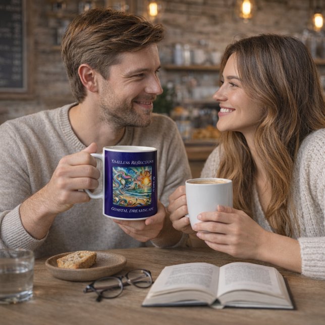 Caneca De Café Timeless Reflections: Surreal Coastal Dreamscape (Criador carregado)