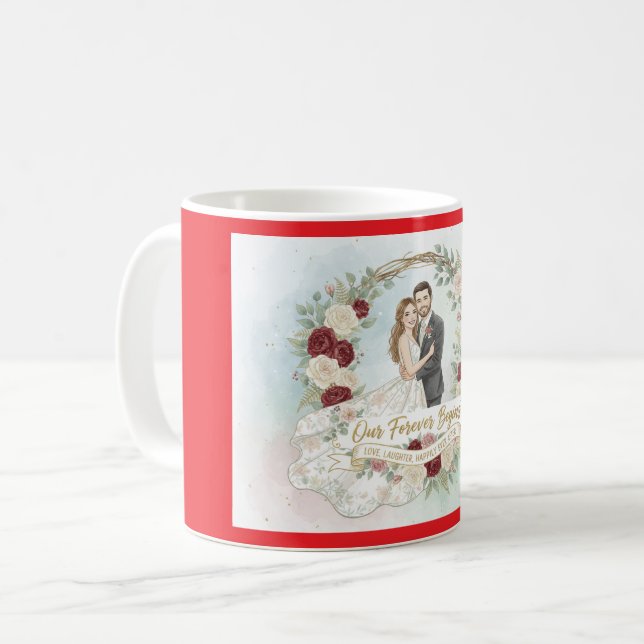 Caneca De Café Timeless Together vermelho (Frente Esquerda)