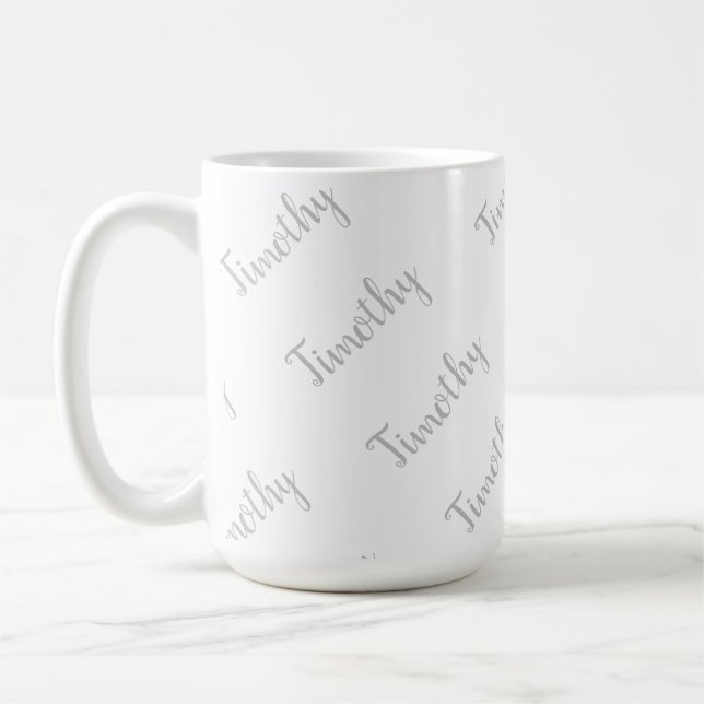 Caneca De Café Timothy Name In Light Cinzas, (Esquerda)