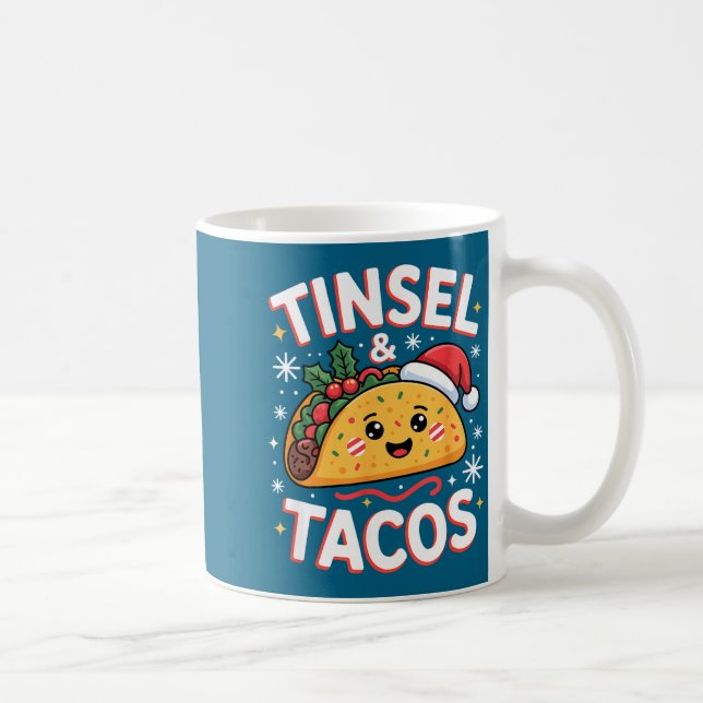 Caneca De Café Tinsel And Tacos Cute Christmas Mexican Food Fun  (Direita)