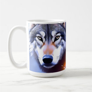 Caneca De Café Tinta a óleo de lobo A essência da beleza, 