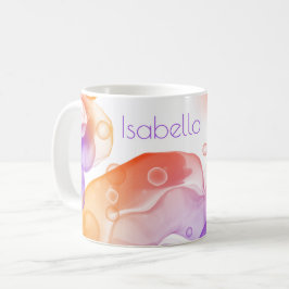 Caneca De Café Tinta de Álcool Moderna Laranja Roxo NOME Colorido