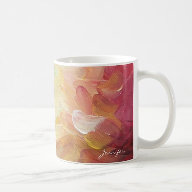 Caneca De Café Tinta de óleo de Ouro Vermelho Personalizado Moder (Direita)