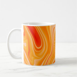 Caneca De Café Tinta mágica colorida. Padrão de mármore laranj