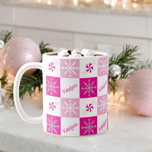 Caneca De Café Tinta-Pepperminta Rosa Quente Floco de Neve Adicio