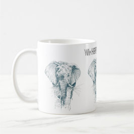 Caneca De Café Tinta preta elefante Desenho Engraçado dizendo