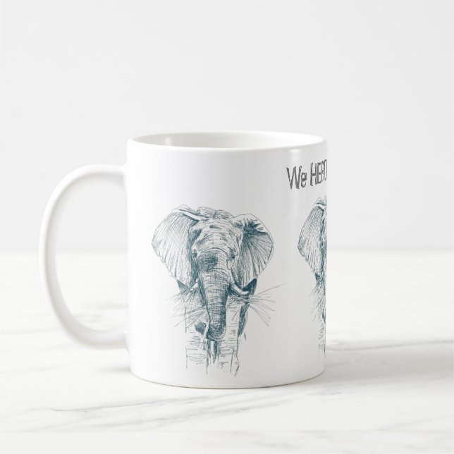 Caneca De Café Tinta preta elefante Desenho Engraçado dizendo (Esquerda)
