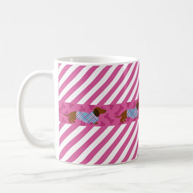 Caneca De Café Tinta Rosa Dachshund Mug (Esquerda)
