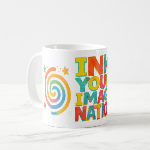 Caneca De Café "Tinta sua imaginação" - Tipog retrô inspirado no 