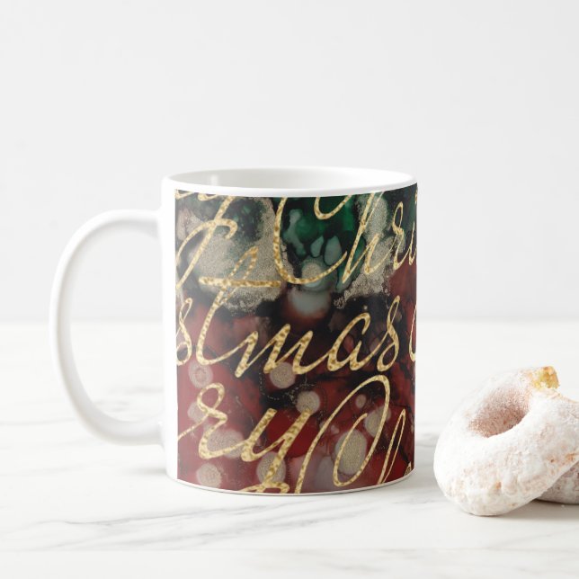 Caneca De Café Tintas impressas à mão no Natal 11 oz. (Com Donut)