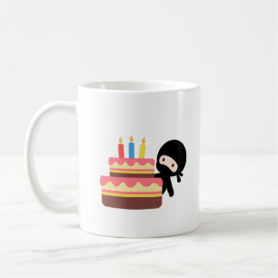 Caneca De Café Tiny Ninja Behind Birthday Cake