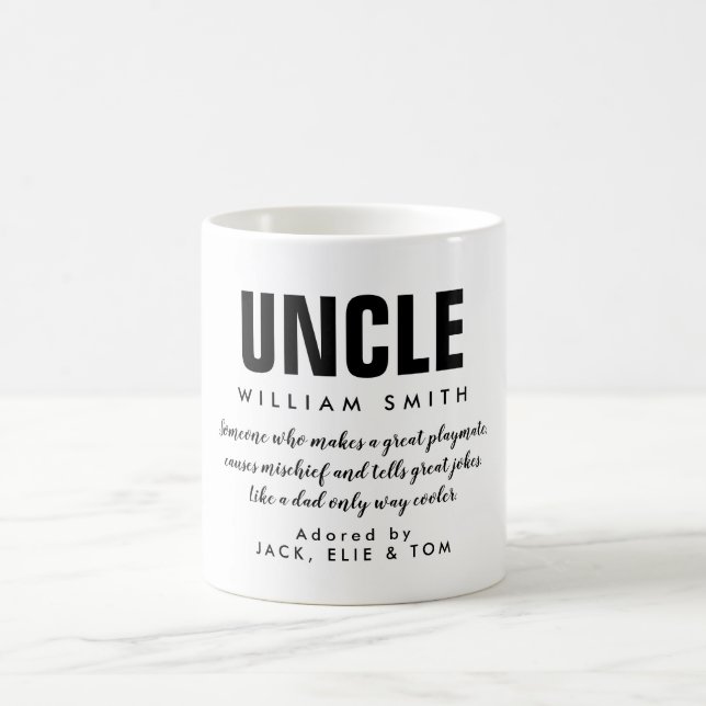 Caneca De Café Tio Citação Moderno Preto e Branco (Centro)