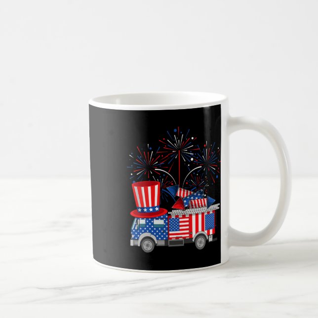 Caneca De Café Tio Sam Firecaminhão E Fireworks Engraçado, Usa Ba (Direita)