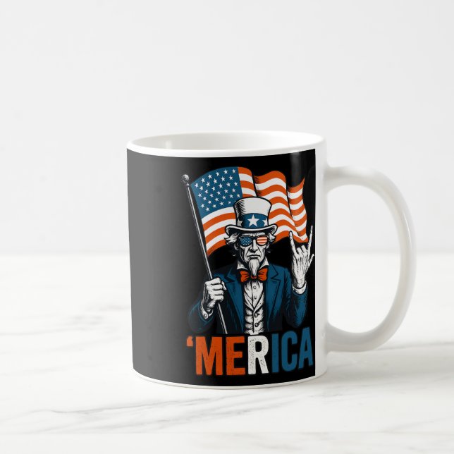 Caneca De Café Tio Sam Merica Rock Funny 4 De Julho Americano (Direita)