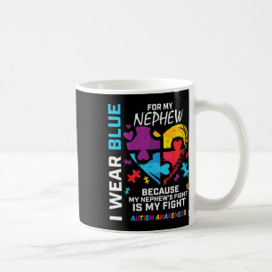 Caneca De Café Tio Tia Heart Eu Visto Azul Para Meu Autismo Sobri