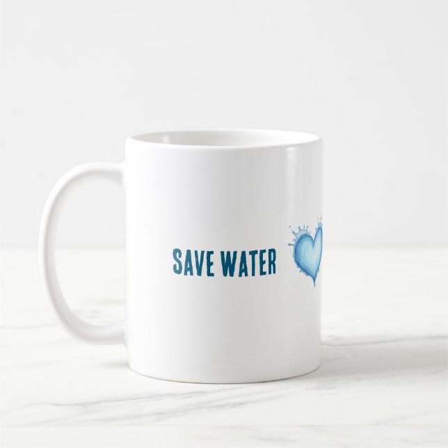 Caneca De Café Típgrafia de conservação ambiental da água salva A (Esquerda)
