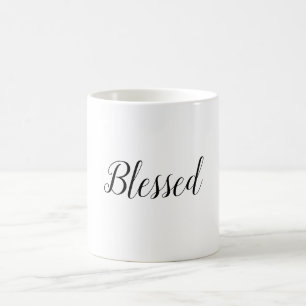 Caneca De Café Típica Mínima Negra Branca Moderna Abençoada
