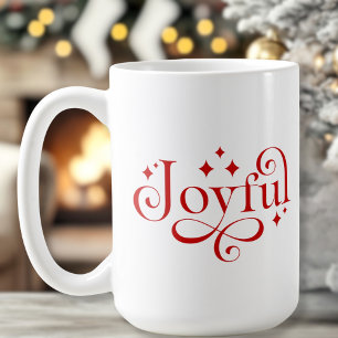 Caneca De Café Tipografia alegre Vermelho Branco