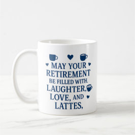 Caneca De Café Tipografia Azul de Aposentação Café Corações Latte