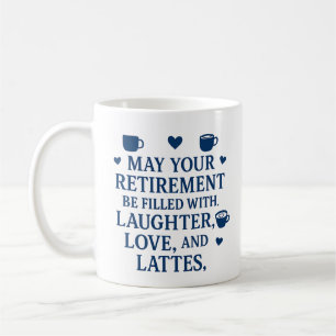 Caneca De Café Tipografia Azul de Aposentação Café Corações Latte