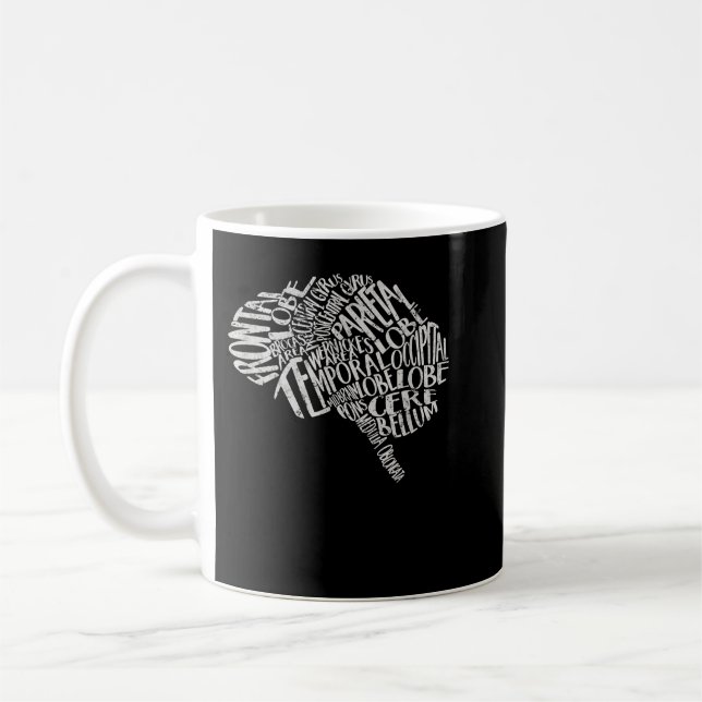 Caneca De Café Tipografia cerebral Enfermeiro Neurologi (Esquerda)