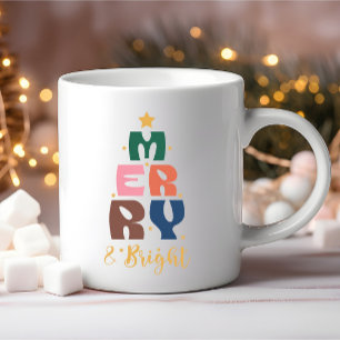 Caneca De Café Tipografia Colorida feliz e Brilhante