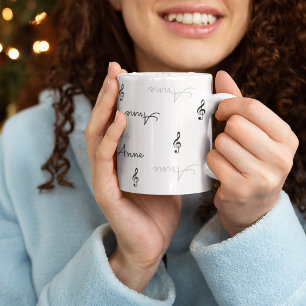 Caneca De Café tipografia conhecida clara + clefs de triplo da