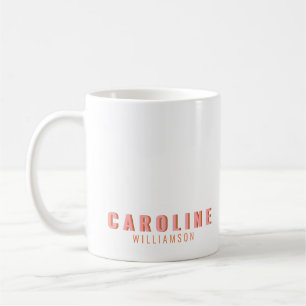 Caneca De Café Tipografia Criativa Moderna Retro Rosa e Laranja