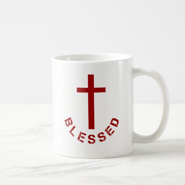 Caneca De Café Tipografia da Cruz Vermelha, abençoada, cristã (Direita)