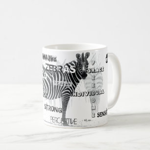 Caneca De Café Tipografia da Zebras Única a Preto e Branco