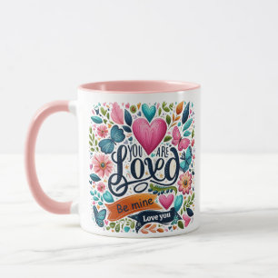 Caneca de Café Tipografia de Amor Colorida Adoráve