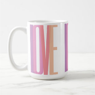 Caneca De Café Tipografia de Amor em Negrito em Cores Pastel