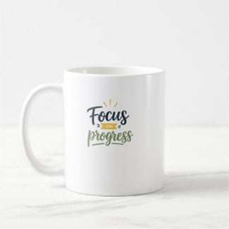Caneca De Café Tipografia de Citação Motivacional Foco no Progres
