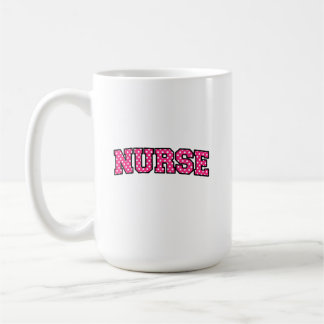 Caneca De Café Tipografia de Enfermeira com Pontos Rosa