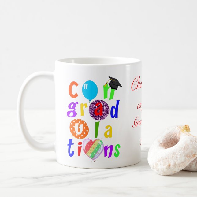 Caneca De Café Tipografia de Felicitações de Graduação (Com Donut)
