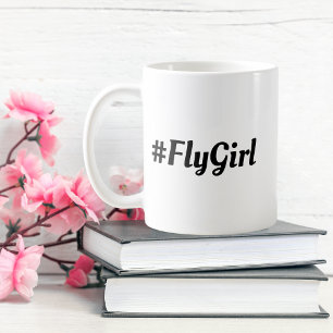 Caneca De Café Tipografia de #FlyGirl Simples,Viagem moderno