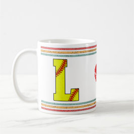 Caneca De Café Tipografia de Letra de Softbol Retro Vintage L