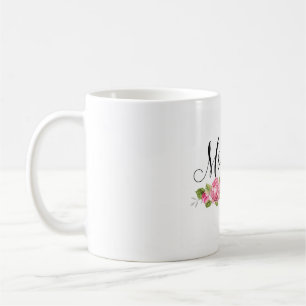Caneca De Café Tipografia de Mãe Elegante com Rosas