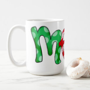 Caneca De Café Tipografia de Natal Vermelho Verde Festivo