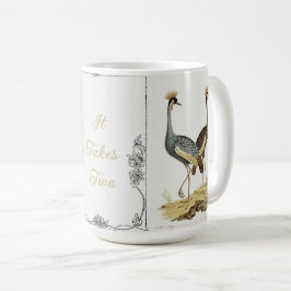 Caneca De Café Tipografia De Pássaros De Crane Leva Dois