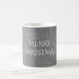 Caneca De Café Tipografia de Quadro de Natal Feliz - Branco Preto